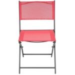 BALCONY FURNITURE SET ROUND TABLE AND 2 FOLDING CHAIRS RED - Image 4