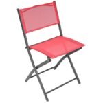 BALCONY FURNITURE SET ROUND TABLE AND 2 FOLDING CHAIRS RED - Image 5