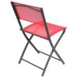 BALCONY FURNITURE SET ROUND TABLE AND 2 FOLDING CHAIRS RED - Image 6