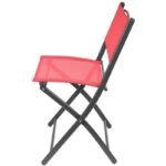 BALCONY FURNITURE SET ROUND TABLE AND 2 FOLDING CHAIRS RED - Image 7