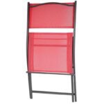 BALCONY FURNITURE SET ROUND TABLE AND 2 FOLDING CHAIRS RED - Image 8