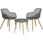 BALCONY FURNITURE SET TABLE AND 2 CHAIRS GRAY
