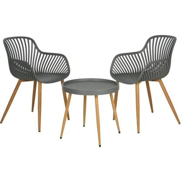 BALCONY FURNITURE SET TABLE AND 2 CHAIRS GRAY