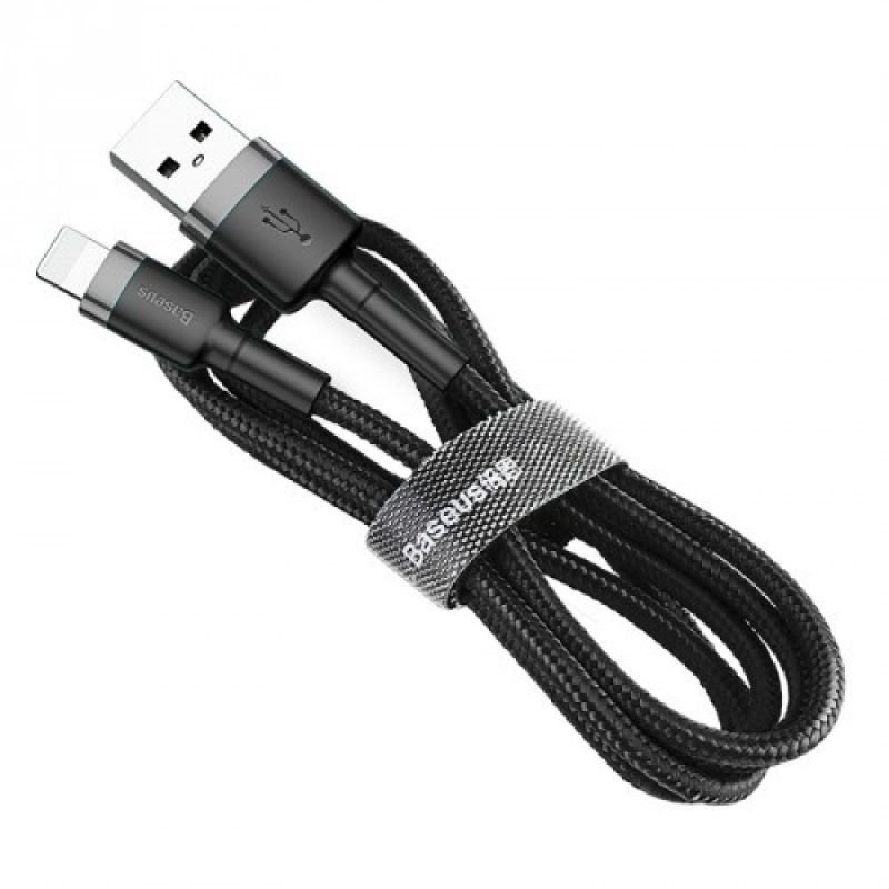 lupin-wear-ca-baseus-lightning-usb-cable-2-4a-1m-grey-black-1921626 BASEUS LIGHTNING USB CABLE 2.4A 1M GREY-BLACK - Image 1