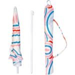 BEACH AND GARDEN UMBRELLA 160 CM BLUE AND PINK STRIP - Image 2