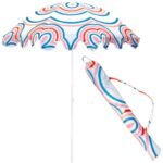 BEACH AND GARDEN UMBRELLA 160 CM BLUE AND PINK STRIP
