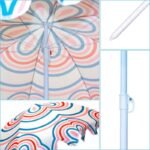 BEACH AND GARDEN UMBRELLA 160 CM BLUE AND PINK STRIP - Image 3