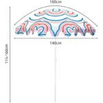 BEACH AND GARDEN UMBRELLA 160 CM BLUE AND PINK STRIP - Image 4