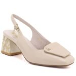 Beige leather pumps with a free heel Artiker 58C0672