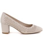 Beige openwork pumps with a block heel, Sergio Leone PB848 - Image 2