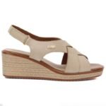 Beige Sergio Leone SK297 womens leather wedge sandals - Image 2