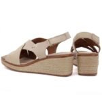 Beige Sergio Leone SK297 womens leather wedge sandals - Image 4