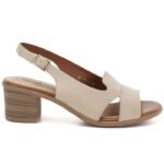 Beige Sergio Leone SK578-S womens leather block sandals - Image 2