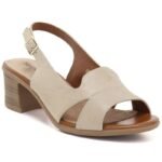Beige Sergio Leone SK578-S womens leather block sandals