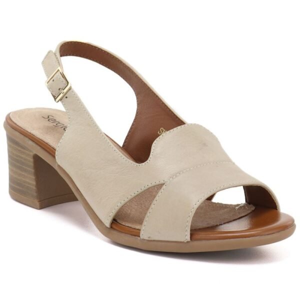 Beige Sergio Leone SK578-S womens leather block sandals