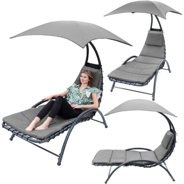 BERGAMO DECHAIR WITH UMBRELLA 200x125x180CM GRAY