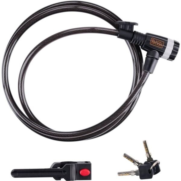 BICYCLE LOCK WITH CABLE LOCK 10x1800MM WITH HANDLE BLACK+DECKER