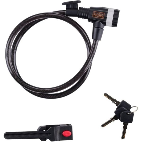 BICYCLE LOCK WITH CABLE LOCK 10x900MM WITH HANDLE BLACK+DECKER