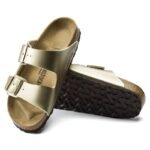 Birkenstock Arizona Birko-Flor Gold womens flip-flops regular wide (1016110) - Image 2