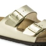 Birkenstock Arizona Birko-Flor Gold womens flip-flops regular wide (1016110) - Image 3