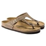 Birkenstock Gizeh Oiled Leather Tobacco Brown Narrow Womens Flip-Flops (0943813)