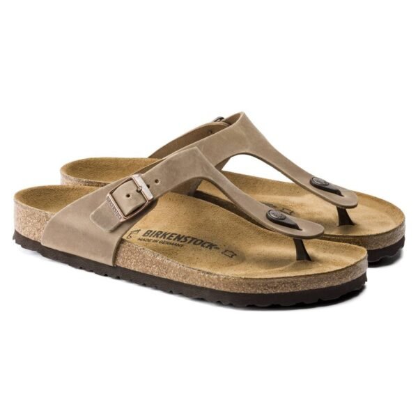 Birkenstock Gizeh Oiled Leather Tobacco Brown Narrow Womens Flip-Flops (0943813)