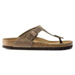 Birkenstock Gizeh Oiled Leather Tobacco Brown Narrow Womens Flip-Flops (0943813) - Image 7