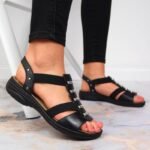 Black leather Roman sandals Rieker W 64580 - Image 5