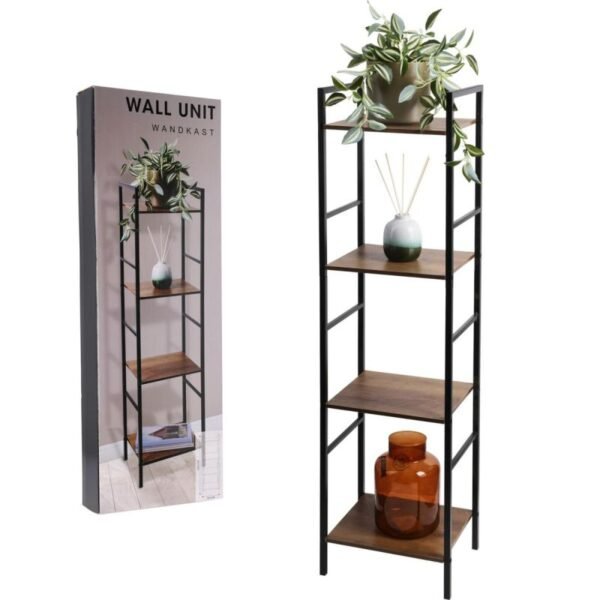 BLACK METAL SHELVING 4 SHELVES 29.5x23.5x106.5CM