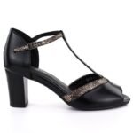 Black open toe pumps on a block heel M.Daszyński SA107-37 - Image 2