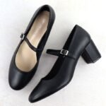 Black Sergio Leone PB176 low-heel pumps with strap - Image 5