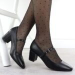 Black Sergio Leone PB176 low-heel pumps with strap - Image 6