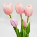 BOUQUET OF 5 LIGHT PINK TULIPS 39 CM LIKE LIFE SPRING DECORATION - Image 3