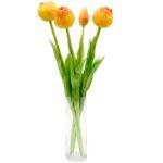 BOUQUET OF 5 ORANGE PEONY TULIPS 39 CM LIFE-LIKE SPRING DECORATION - Image 2