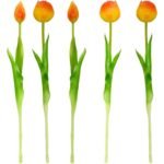 BOUQUET OF 5 ORANGE PEONY TULIPS 39 CM LIFE-LIKE SPRING DECORATION - Image 4