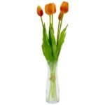 BOUQUET OF 5 ORANGE TULIPS 39 CM LIFE-LIKE SPRING DECORATION - Image 2