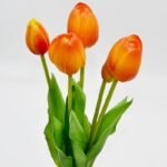 BOUQUET OF 5 ORANGE TULIPS 39 CM LIFE-LIKE SPRING DECORATION - Image 3