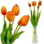 BOUQUET OF 5 ORANGE TULIPS 39 CM LIFE-LIKE SPRING DECORATION