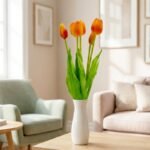 BOUQUET OF 5 ORANGE TULIPS 39 CM LIFE-LIKE SPRING DECORATION - Image 7