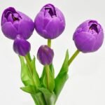 BOUQUET OF 5 PURPLE PEONY TULIPS 39 CM LIFE-LIKE SPRING DECORATION - Image 3