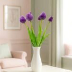 BOUQUET OF 5 PURPLE PEONY TULIPS 39 CM LIFE-LIKE SPRING DECORATION - Image 7