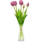 BOUQUET OF 5 PURPLE TULIPS 39 CM LIFE-LIKE SPRING DECORATION - Image 2