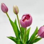 BOUQUET OF 5 PURPLE TULIPS 39 CM LIFE-LIKE SPRING DECORATION - Image 3
