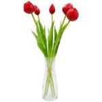 BOUQUET OF 5 RED PEONY TULIPS 39 CM LIFE-LIKE SPRING DECORATION - Image 2