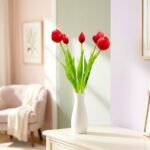 BOUQUET OF 5 RED PEONY TULIPS 39 CM LIFE-LIKE SPRING DECORATION - Image 7