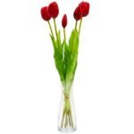 BOUQUET OF 5 RED TULIPS 39 CM LIKE LIFE SPRING DECORATION - Image 2