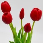 BOUQUET OF 5 RED TULIPS 39 CM LIKE LIFE SPRING DECORATION - Image 3