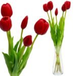 BOUQUET OF 5 RED TULIPS 39 CM LIKE LIFE SPRING DECORATION