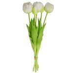 BOUQUET OF 5 WHITE PEONY TULIPS 39 CM LIFE-LIKE SPRING DECORATION - Image 2
