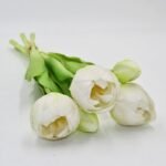 BOUQUET OF 5 WHITE PEONY TULIPS 39 CM LIFE-LIKE SPRING DECORATION - Image 3